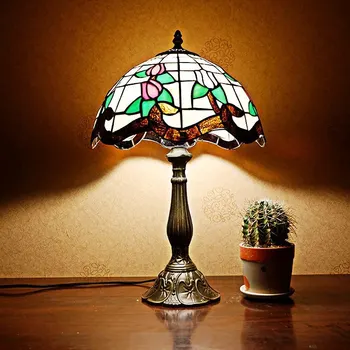 

Factory direct sales Tiffany countryside romantic warm study bedroom bedside lamp lotus decorative desk lamp