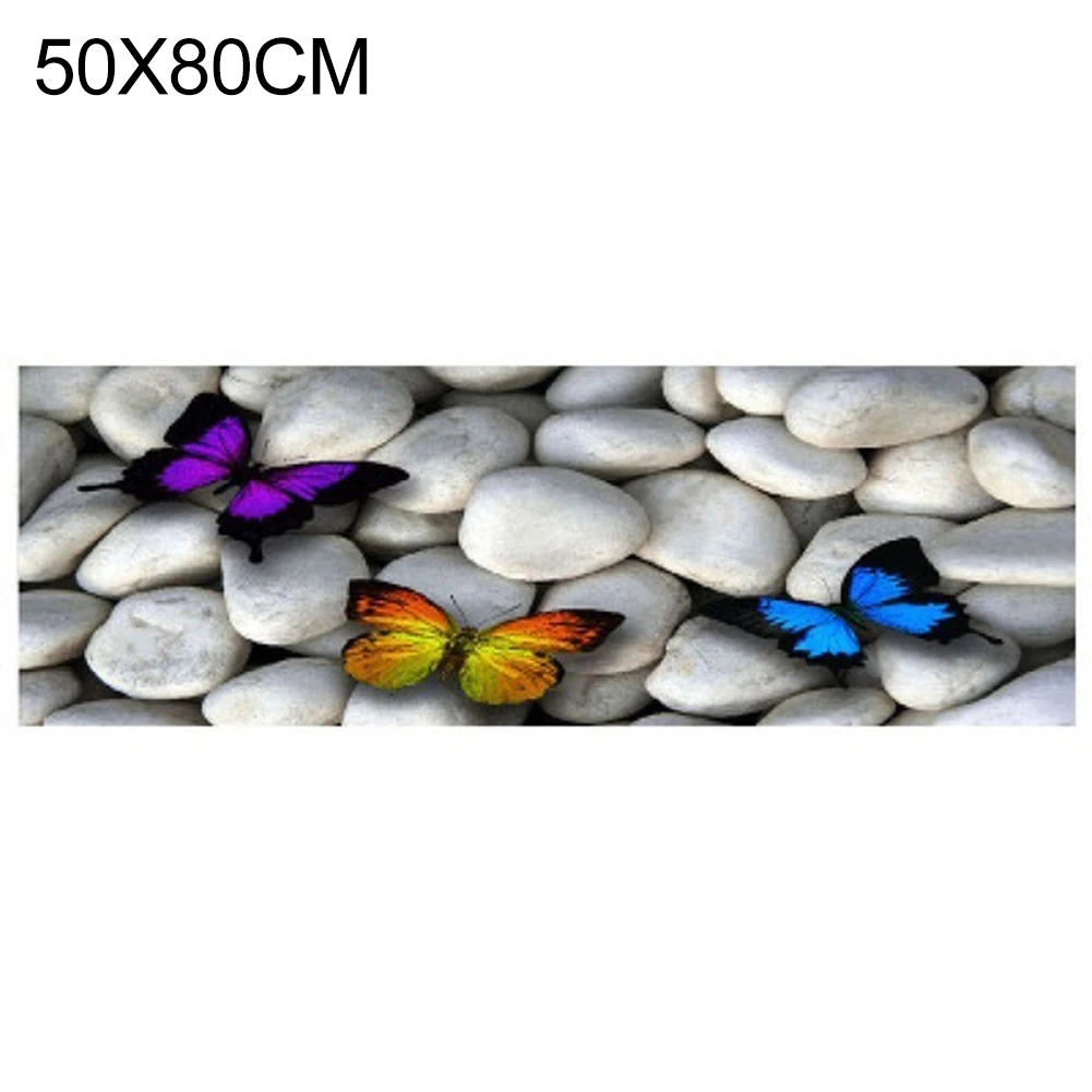 Коврик 3D Cobblestone разноцветный рисунок с изображением бабочек кухонные коврики