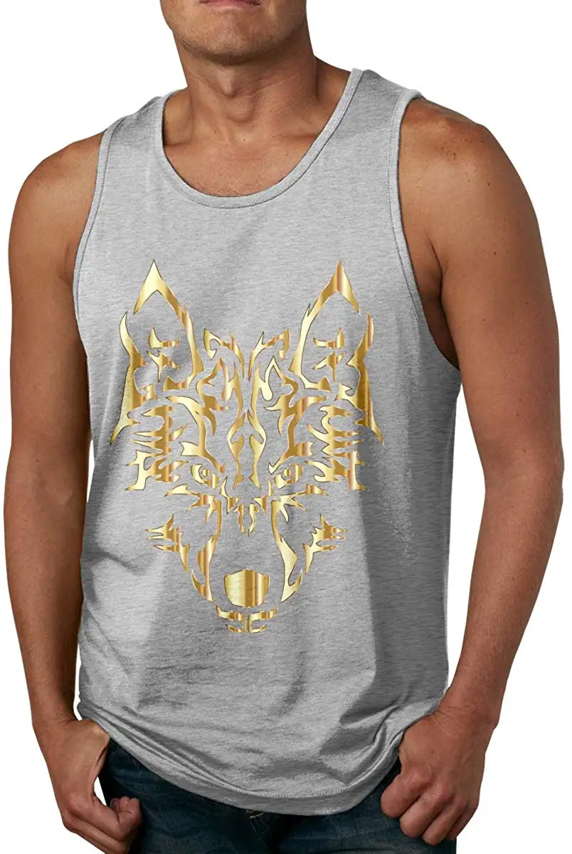 TSDFC Mens Tribal Wolf Casual Cotton Sleeveless Tee Tops Printed Tank Shirt |