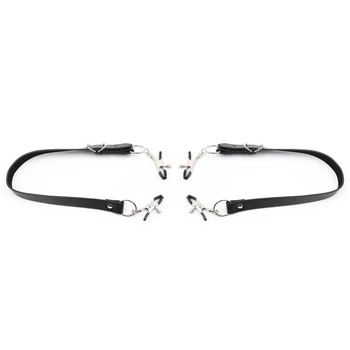 BDSM Bondage Gear Restraint Wrap Around Thigh Spread Labia Spreader Straps With Vagina Clamps Nipple Clamps Roleplay Sex Shop 5