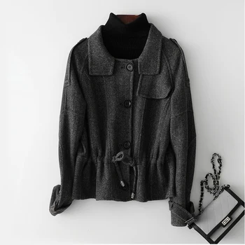 

PUDI 2020 Women Winter new fashiont wool blends fur coat jacket female lady's spring style suit clothes RO003