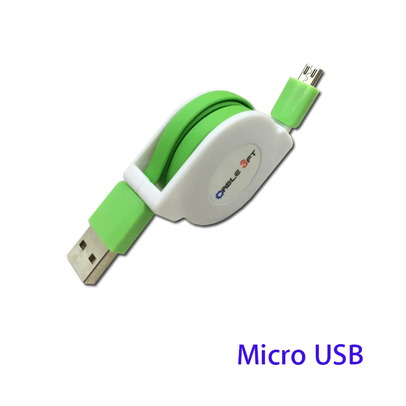 2/3 м микро USB Выдвижной зарядный кабель для Samsung Galaxy J3, J5, J7 года Redmi 8 7A 7 6 портативное зарядное устройство адаптер кабель - Цвет: Green Micro usb
