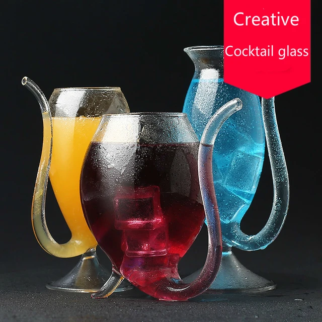 Cocktail Glass Built Straw, Transparent Glass Straw
