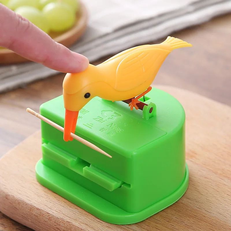 1PC Fun Bird Toothpicks Holders Press Box Table Accessories Green