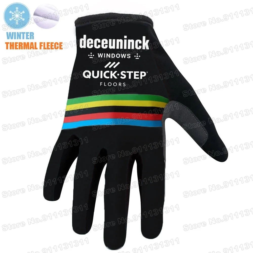 2021 Black Quick Step World Champion Cycling Gloves Winter Bicycle Jerseys Men Gel Half Finger Glove MTB Gant Cyclisme Maillot | Спорт и