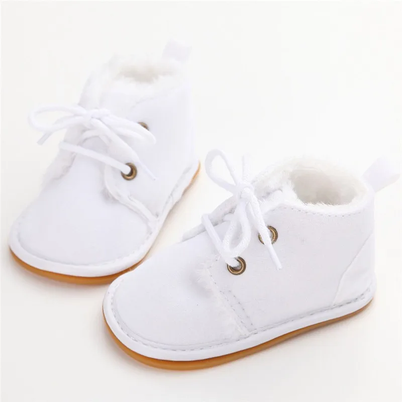 Новые модные однотонные детские ботинки на шнуровке; осенне-зимняя детская обувь с перекрестной шнуровкой; теплые детские плюшевые ботинки