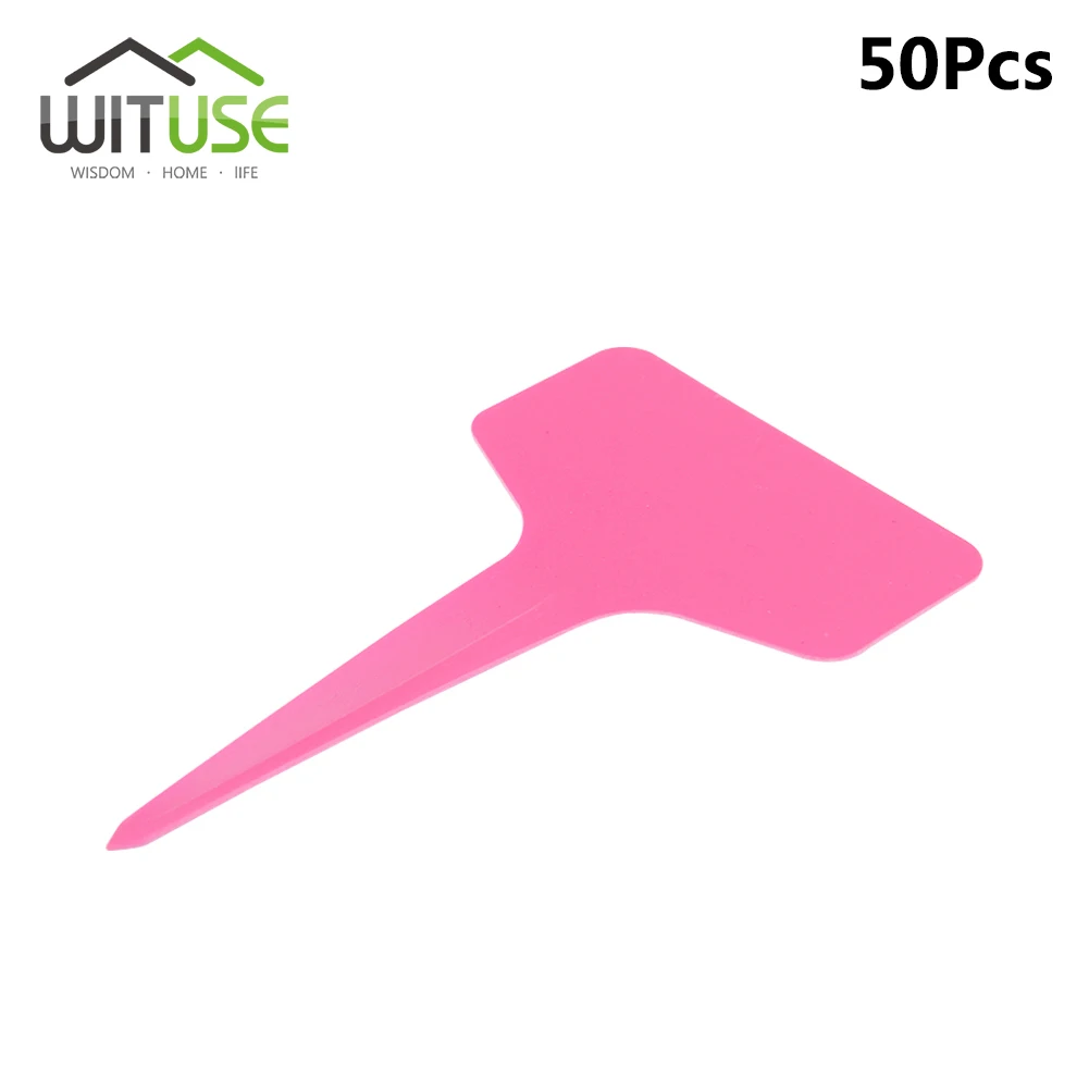 WITUSE 50 шт. пластиковые этикетки для растений марки Т-образной бирки для растений садовые украшения наклейки для садоводства детская Цветочная бирка 6 цветов Многоразовые - Цвет: t pink