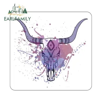 

EARLFAMILY 13cm x 12.4cm for Bull Skull Car Stickers and Decals Vinyl Custom Printing Decal Body for Car Graffiti Stickers