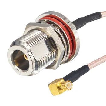 

100 pieces shipping by DHL Pigtail MCX Plug Right Angle to N Female Jack Bulkhead O-ring connector Extension cable RG316 15CM