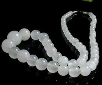 

LL<<< 0027 6-14mm White Round Beads Necklace 18"