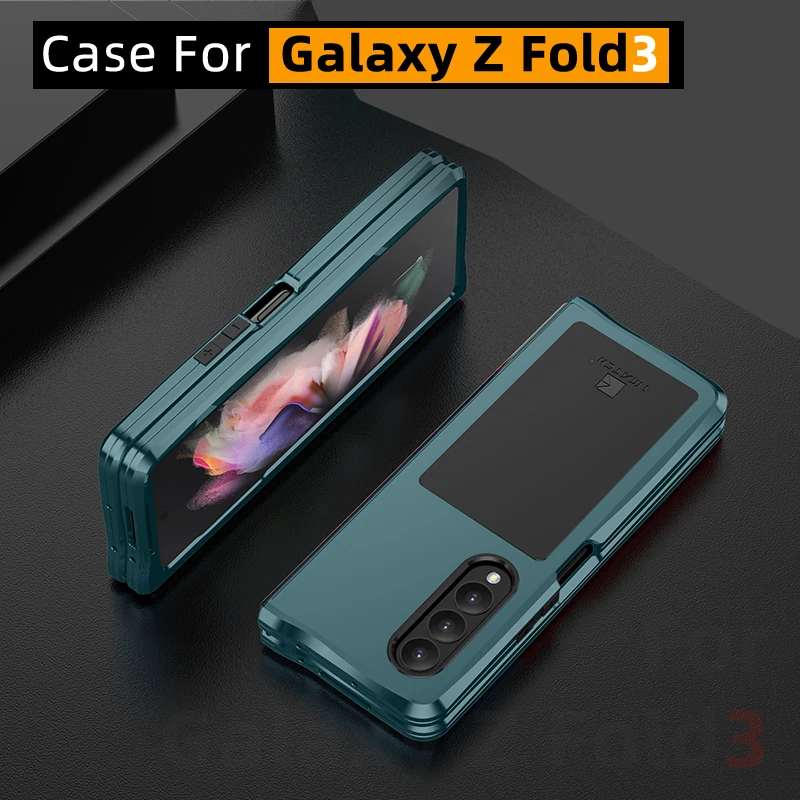 Black Z Fold 3 Case with Hinge Protection,Heavy-Duty Anti-Fall Protective Case for Galaxy Z Fold 3 Cenmaso Armor Case Designed for Samsung Galaxy Z Fold 3 Case 