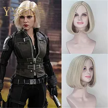 YYsoo, короткий Боб, прямой блондин, парик Мстители: бесконечные войны, черная вдова, косплей, парики, блонд, прямой, аниме, синтетический парик на Хэллоуин