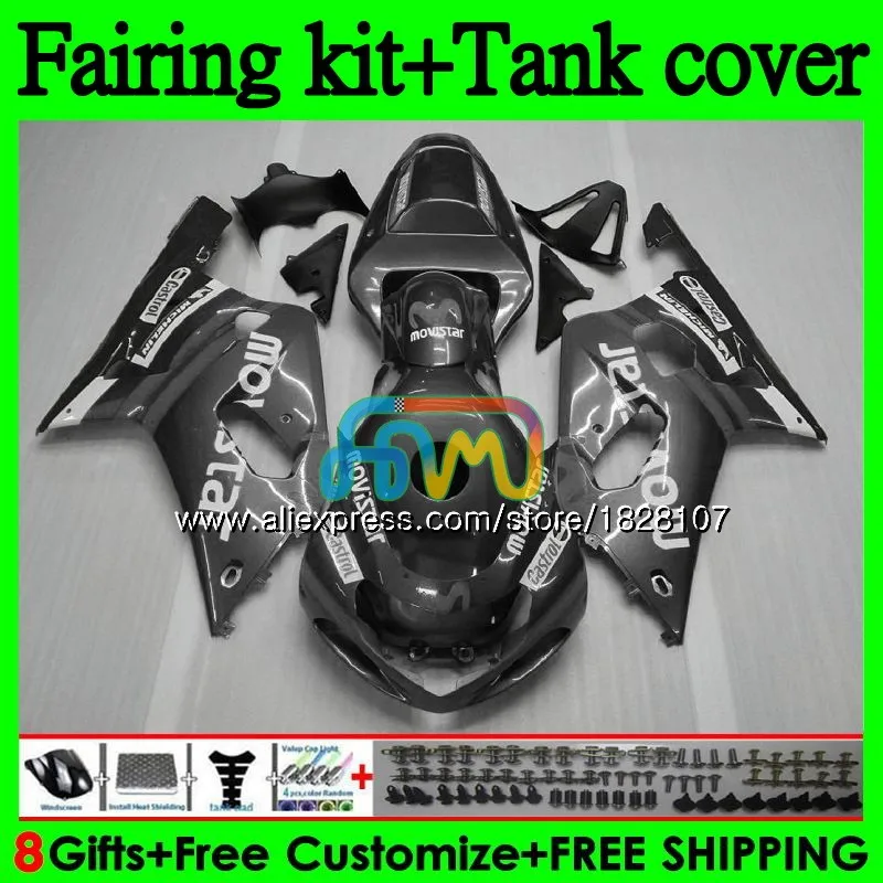 Майка K1 для SUZUKI GSXR-600 GSXR750 GSXR 600 750 CC ввиде горшка 01-03 93BS. 50 GSX-R750 Горячий Серый игровой комплекс для GSXR600 01 02 03 2001 2002 2003 обтекатель