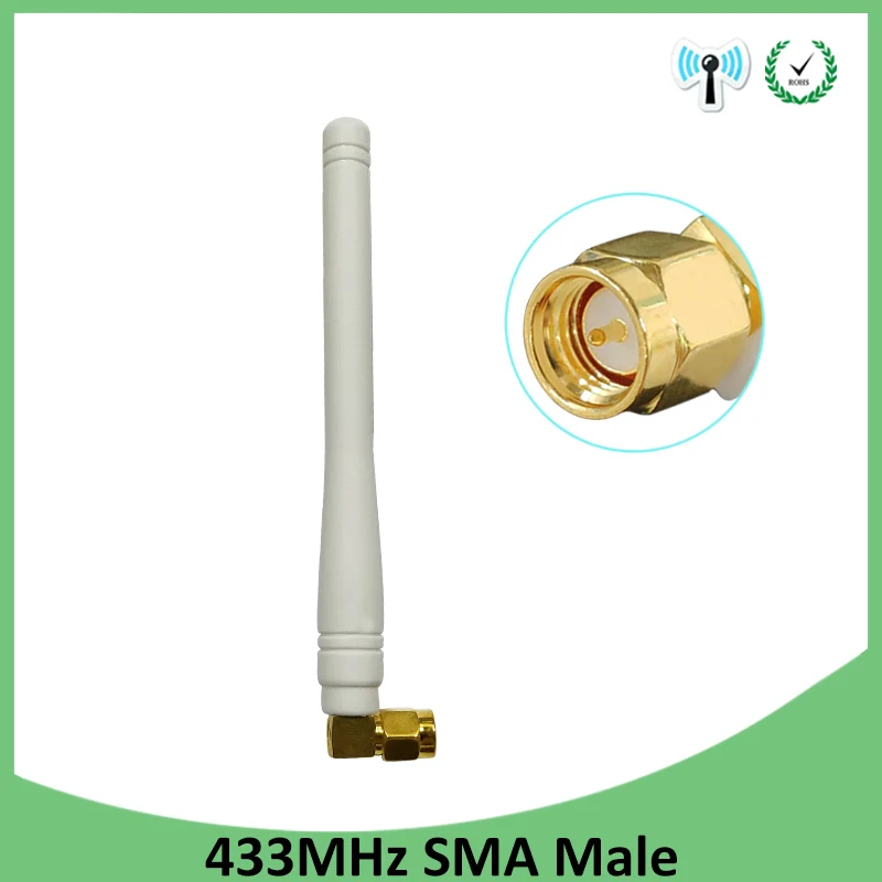 GRANDWISDOM 1-2pcs 433mhz antenna 3dbi sma male lora antene pbx iot module lorawan signal receiver antena high gain