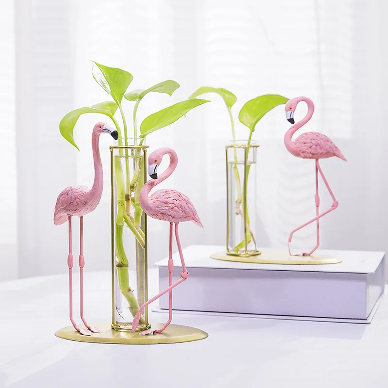 

Flamingo Hydroponic Fresh Plants Transparent Glass Vase Creative Living Room Flower Arrangement Table Top Decoration Home Decor