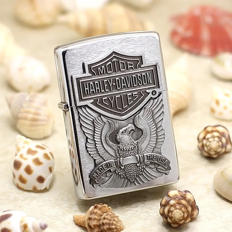 

Genuine Zippo oil lighter copper Motor harley davidson 3D cigarette Kerosene lighters Gifts With anti-counterfeiting code