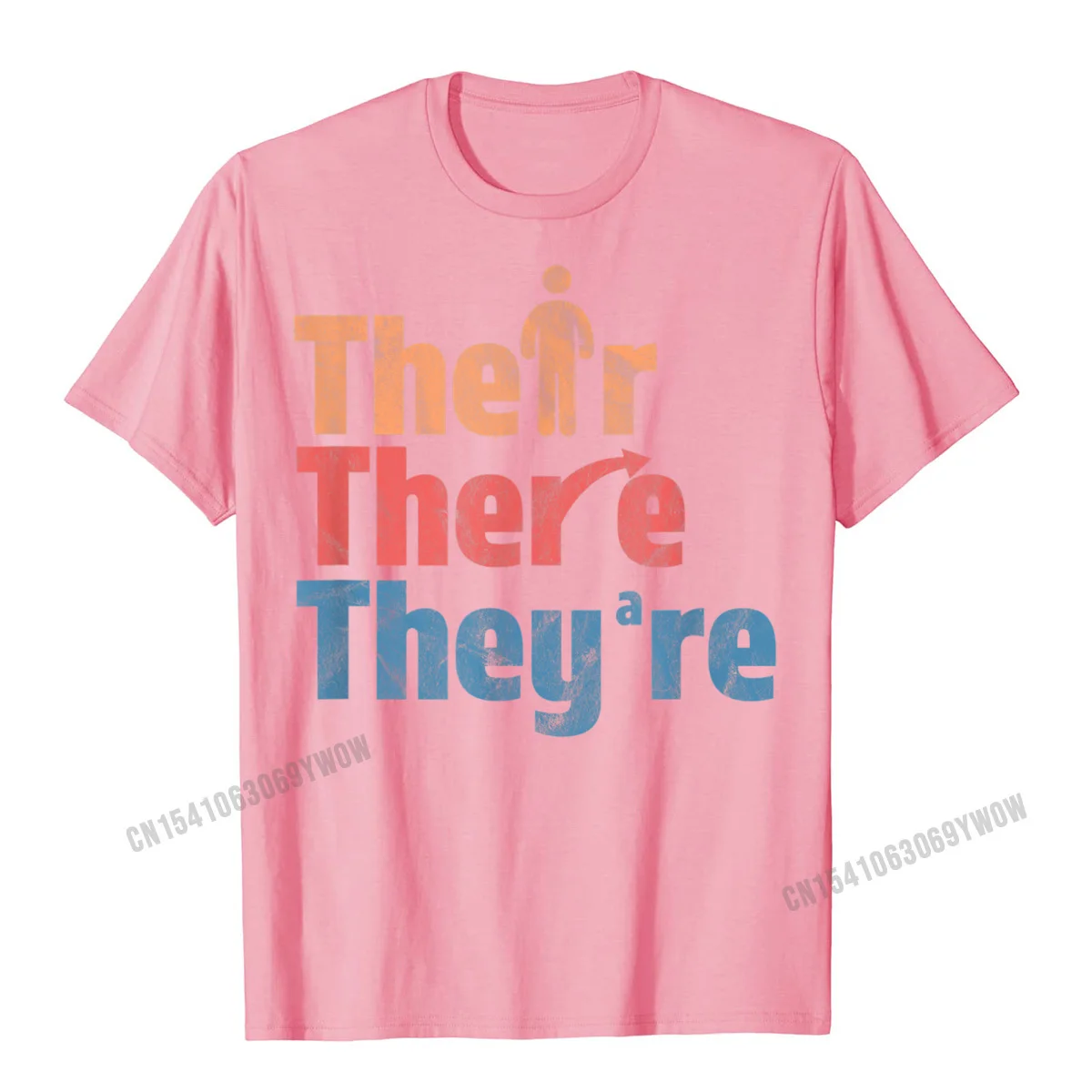 Street Casual Comics Short Sleeve Summer Tops Shirt Discount Round Collar All Cotton Tees Man Tshirts Wholesale Their There Theyre Funny English Teacher Gramma Police T-Shirt__1020 pink