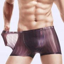 Summer Ice Silk Men Underwear Seamless Transparent Boxer Shorts Ultra Thin Sheer Breathable Comfortable Panties Underpants