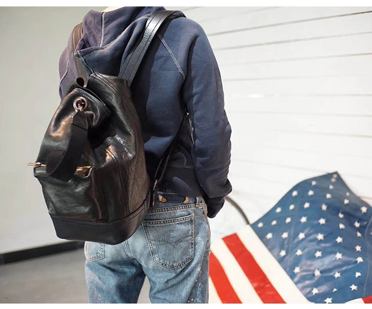 Овощной крашенная коровья мужской рюкзак ретро ведро сумка на плечо мотоциклетные сумки дорожные рюкзаки