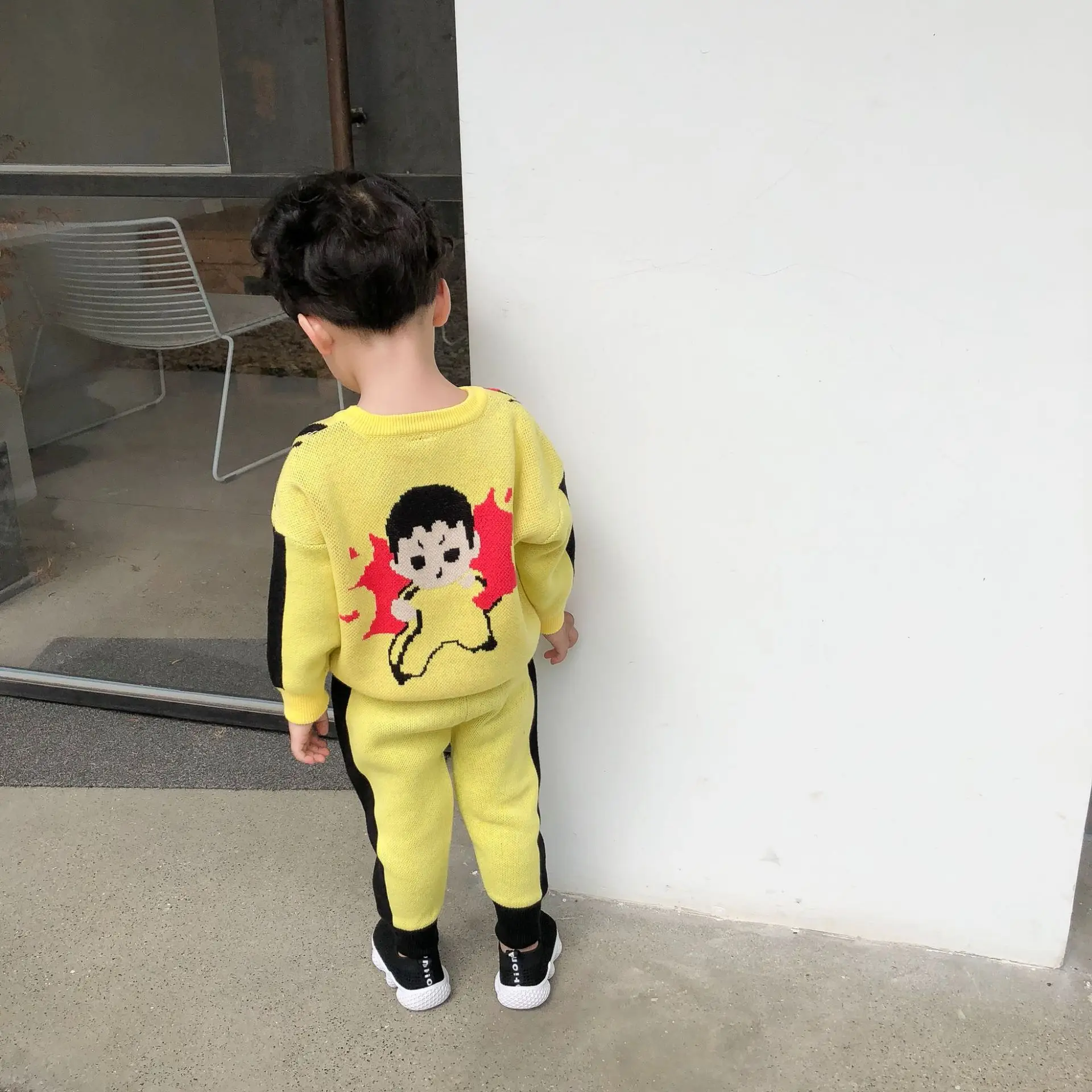 Tonytaobaby/осенне-зимняя одежда новая детская одежда с круглым вырезом, Милый хлопковый свитер с героями мультфильмов, комплект детской одежды для мальчиков и девочек