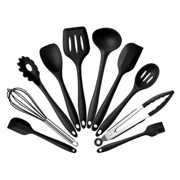 

10pcs Non-Stick Kitchen Multi-functional Spatulas-Silicone & Pan Kitchen Tool Sets & Stainless Steel Kit Pots