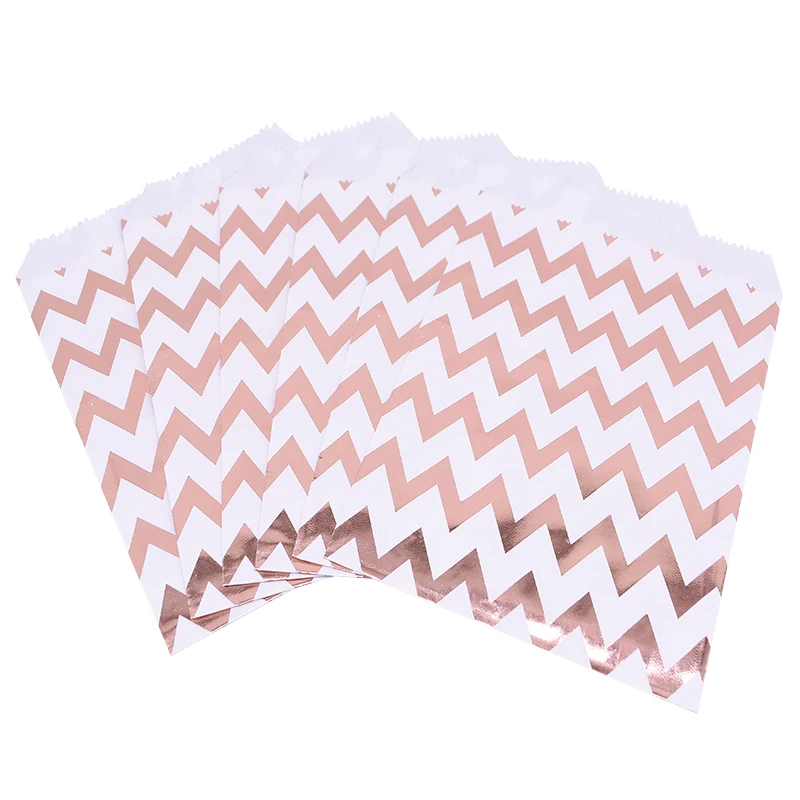 rose gold wavy 25 шт. подарочные пакеты для конфет в полоску, крафт-бумажные пакеты для свадебной вечеринки, Подарочные Упаковочные пакеты для еды, печенья, крафт-бумажные сумки, вечерние принадлежности - Цвет: rose gold wavy