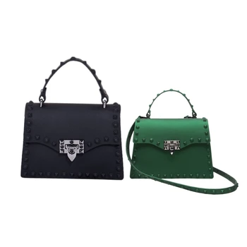 

LJL-2 Pcs Women Messenger Bags Luxury Handbags Women Bags Designer Jelly Bag Fashion Shoulder Bag, Green S & Black L