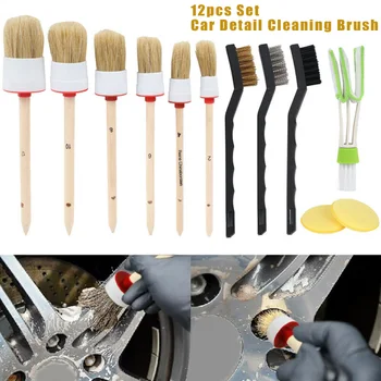 

12pcs/Set Detailing Brush Universal Detailing Brush Boar Vehicle Interior
