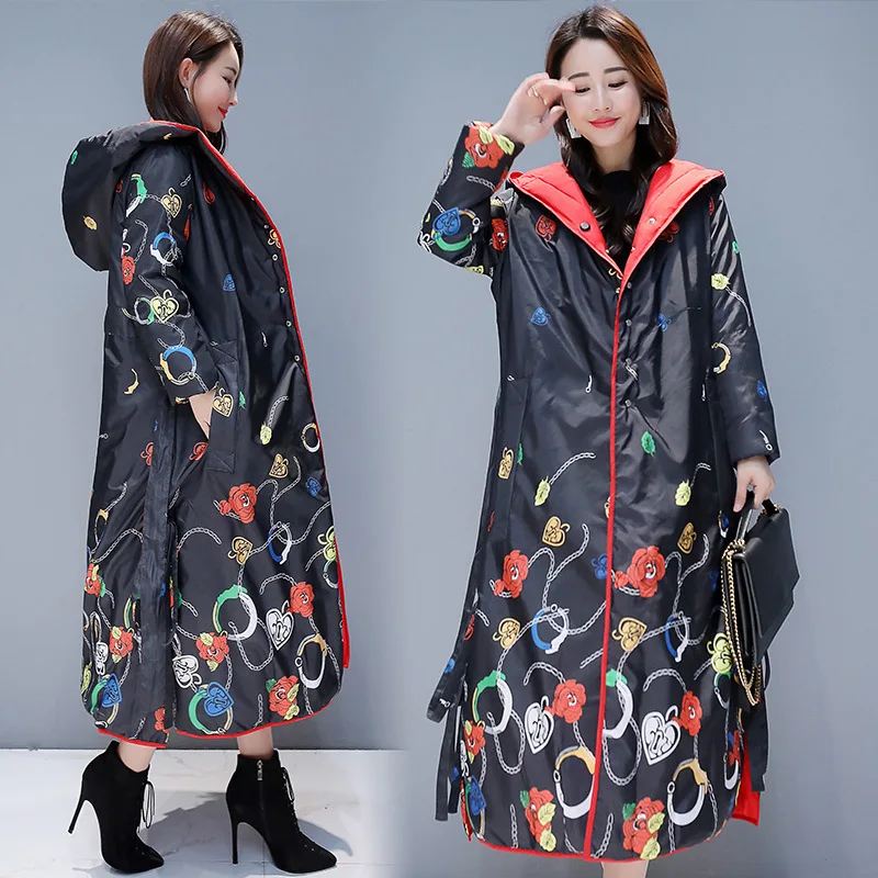 

Cotton-padded Clothes Women's 2018 Winter New Style WOMEN'S Dress Korean-style Loose-Fit Slimming Thick Coat Mid-length Warm Cot