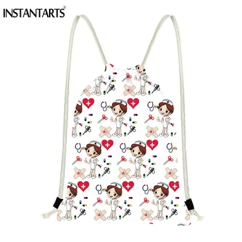 

INSTANTARTS 2019 New Medicine Cute Nurse Printing Drawstring Bags Gym Sack Men Women Running Cycling Outdoor Colorful Nurse Bear