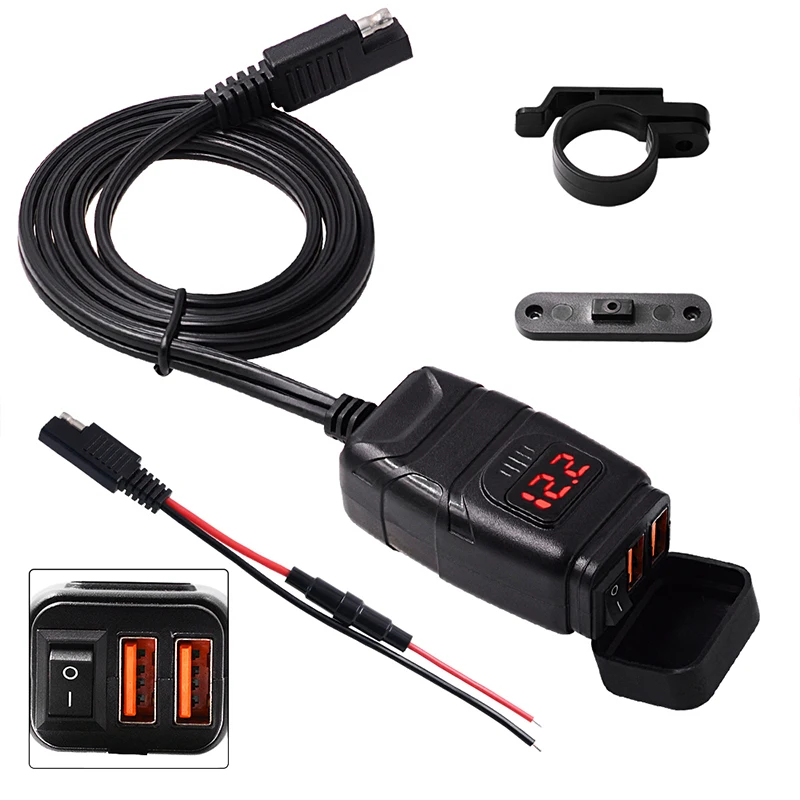 

Dual USB Port 3.4A Voltage Display Motorcycle Charger Power Adapter LED Voltmeter Charging Adapter For Car Motor Smartphone