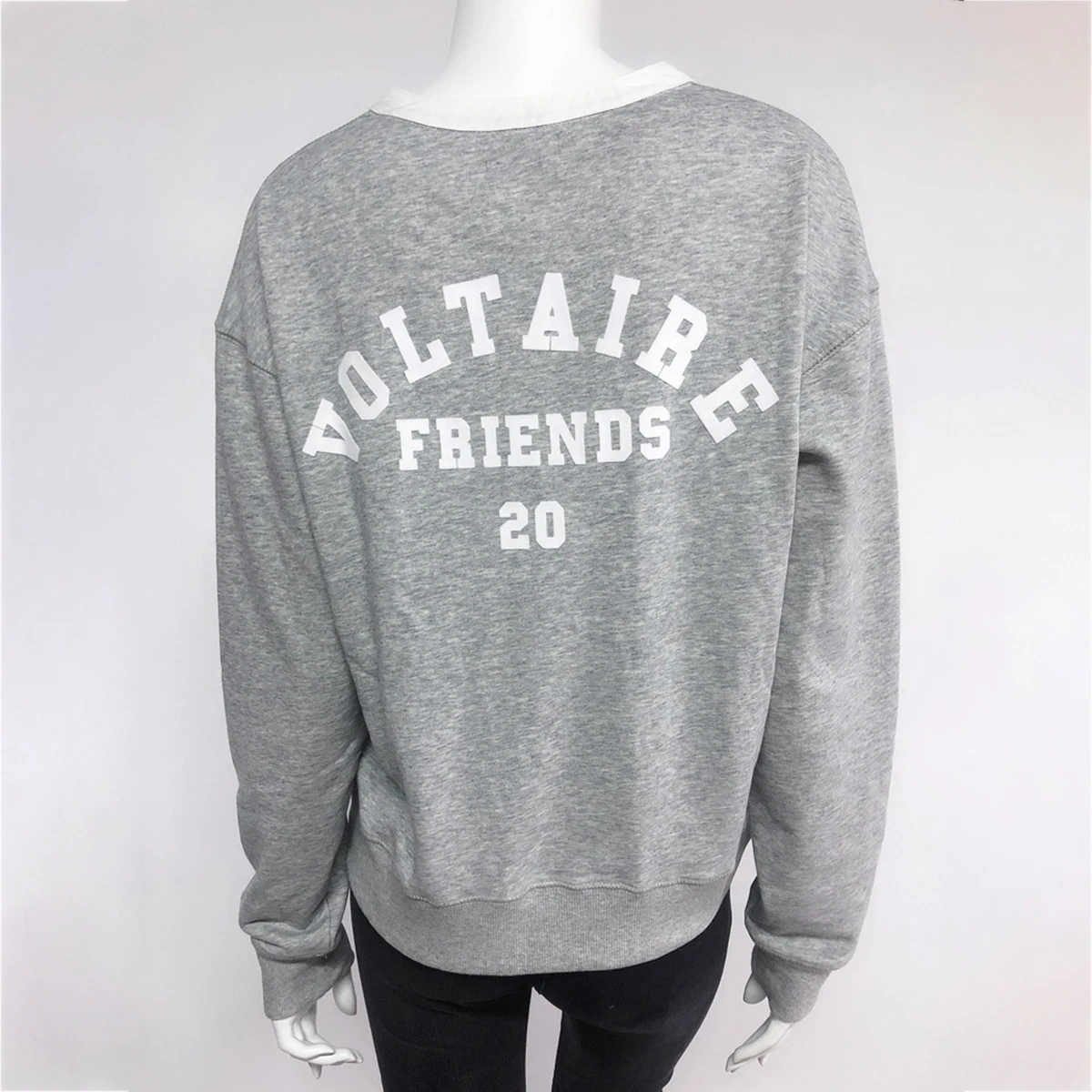 Letter Print Button Gray Hoodie Women Clothes