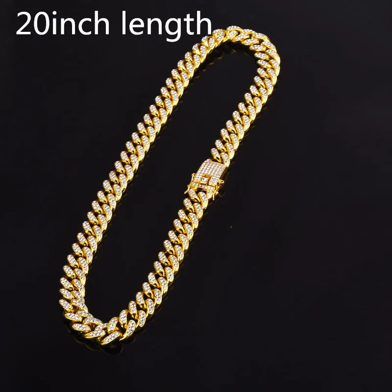gold 20inch Мужская цепочка в стиле хип-хоп со льдом и стразами, модное ожерелье с фианитами, кубинские цепочки в стиле хип-хоп, ювелирные изделия унисекс - Окраска металла: gold 20inch