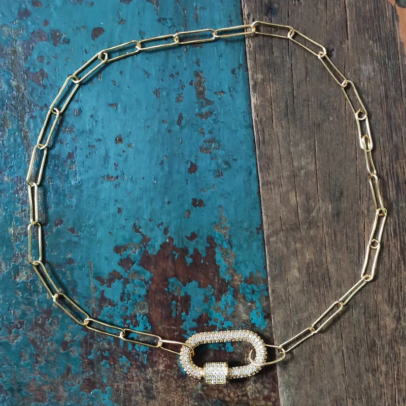 

Fashion Gold Color Punk Chain Women Unique Trend Carabiner Pendant Collar Handmade Creative Design Jewelry Gift For Friends 2022