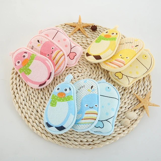 1 Piece Cartoon Animals Towel Fabric Baby Accessories Bath Brushes Soft Newborn Soft Cartoon Bear Children Infant Spong Enfant 3