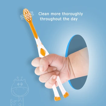 

4pcs Durable Daily Oral Care Kids Toothbrush Multi-functional Practical Convenient Cartoon Toothbrush with Feet Suction Stand