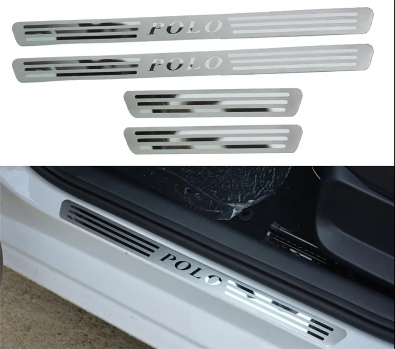 

High-quality stainless steel Ultra-thin Door Sill Plate For Volkswagen Polo 2011 2012 2013 2014 2015 Car Styling Accessories