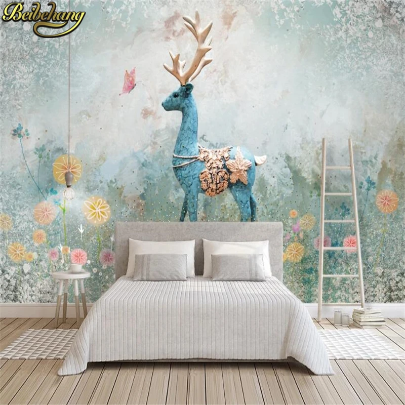 Beibehang-custom Golden Forest Elk Mural Papel de Parede Pintura de Parede 3d Moderna Sala Home Decor Foto d