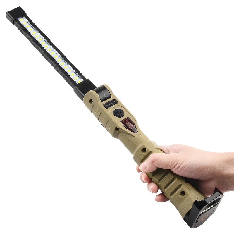 LED Flood Light Work Lamp 15W 45LED Emergency Floodlight 43.3cm Handheld Camping Torch 3000mAh Type C 360&deg; Inspection Lamp Red Strobe Warning