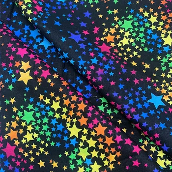 

Beautiful 100% Cotton Fabric Black Bottom Colour Star Pattern Digital Print Sewing Material DIY Home Patchwork Dress Clothing