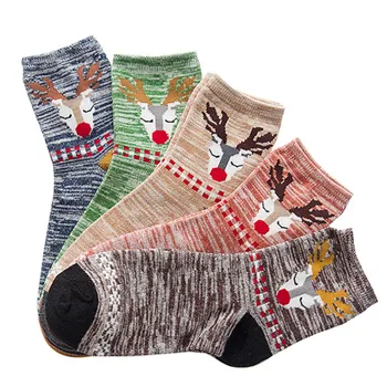 

Merry Christmas Socks 2019 Women Cotton Sock Cute Girls Winter Elk Printed Stripd Socks Calcetines Mujer Divertido Dropship #