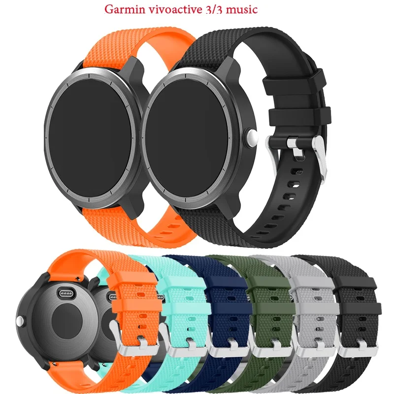 Цветной мягкий силиконовый сменный ремешок для Garmin Vivoactive3 Vivomove HR умный Браслет