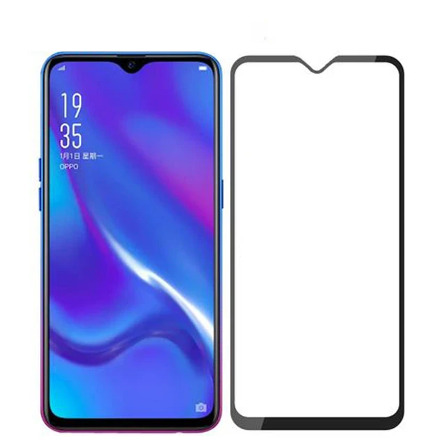 Para Xiaomi Redmi 9 Película de vidrio templado de pantalla completa con  pegamento completo (negro)