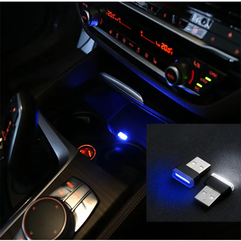 USB СВЕТОДИОДНЫЙ светильник универсальный, для всех автомобилей компьютерное Зарядное устройство USB интерфейс мини-светильник ing светодиодный фонарь украшение автомобиля стиль