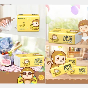 

10 Packs 4 Layers Cartoon Monkey Baby With Paper Native Bamboo Pulp Household Napkin Paper Toilet Tissue Home Bath Paper Towels