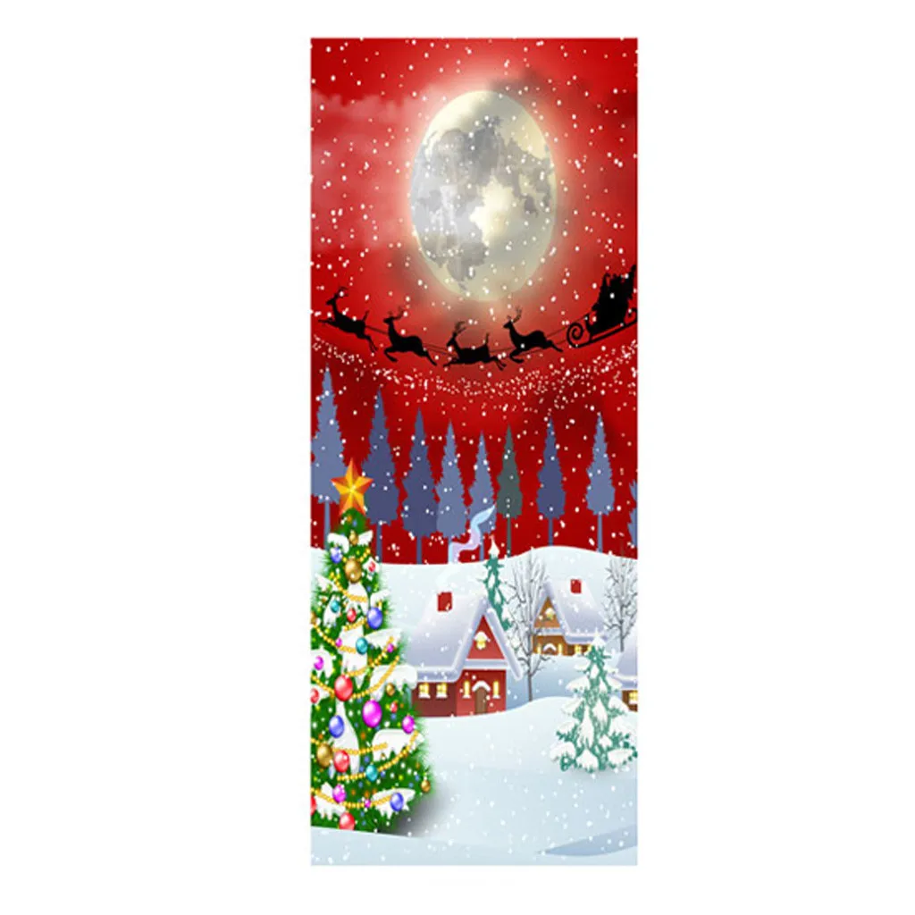 4 Door sticker Christmas decorations for home DIY self-adhesive rubber wallpaper waterproof 3D Living Room Door Wall Decoration