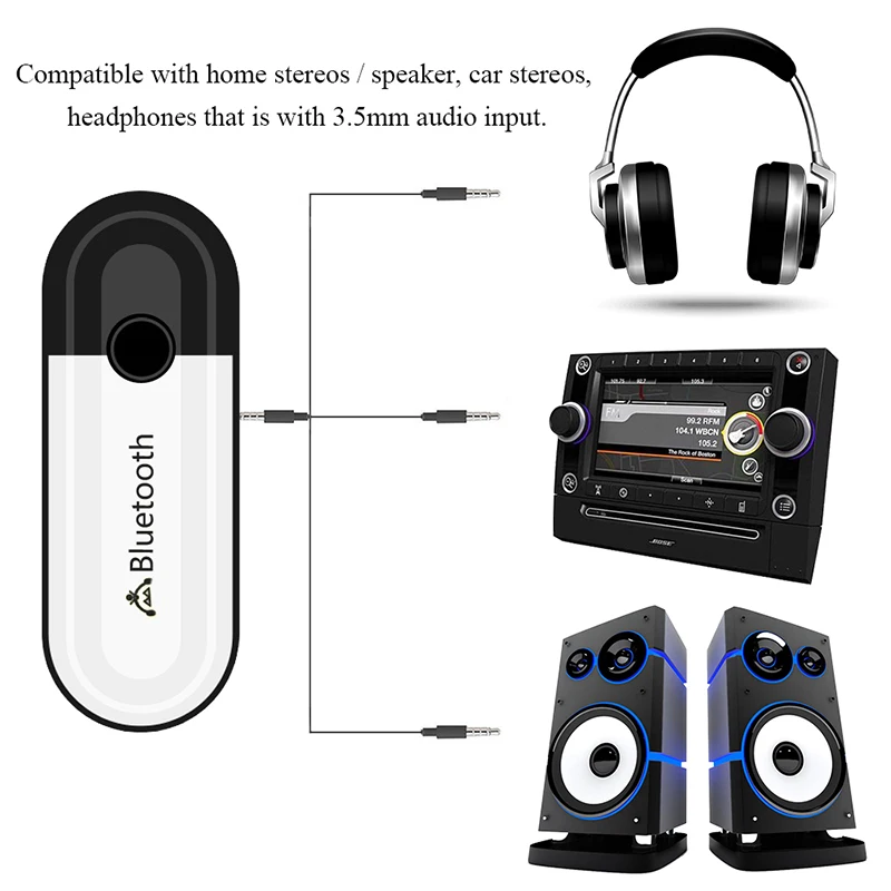 Bluetooth 5.0-Empfänger USB und 3,5 mm AUX 2-in-1-Audio-Wireless-Adapter für Kopfhörer-Lautsprecher Car Kit USB-Dongle Verbessert_voghion.com
