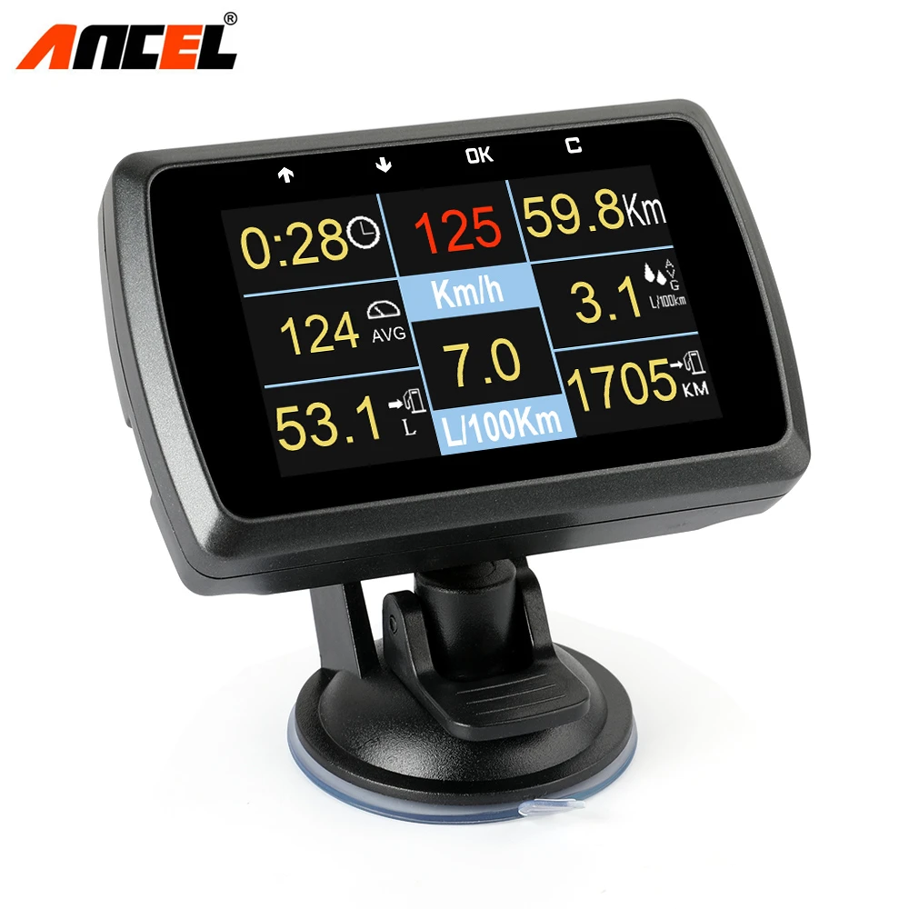 Автомобильный цифровой HUD Дисплей Ancel A501 OBD2 измеритель расхода топлива