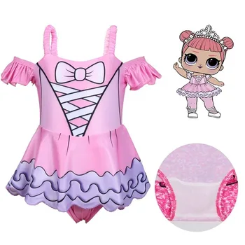 

Lol Doll Girls Swimwear Brand New Summer Cartoon Girls Wetsuit One Piece Children Beachwear Bathing Suits Sexy Swimsuit