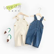 Детская одежда; коллекция года; Детские однотонные Свободные повседневные ковбойские подтяжки с передним карманом; Dk014